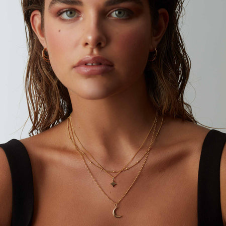 Mini Crescent Moon Necklace Gold